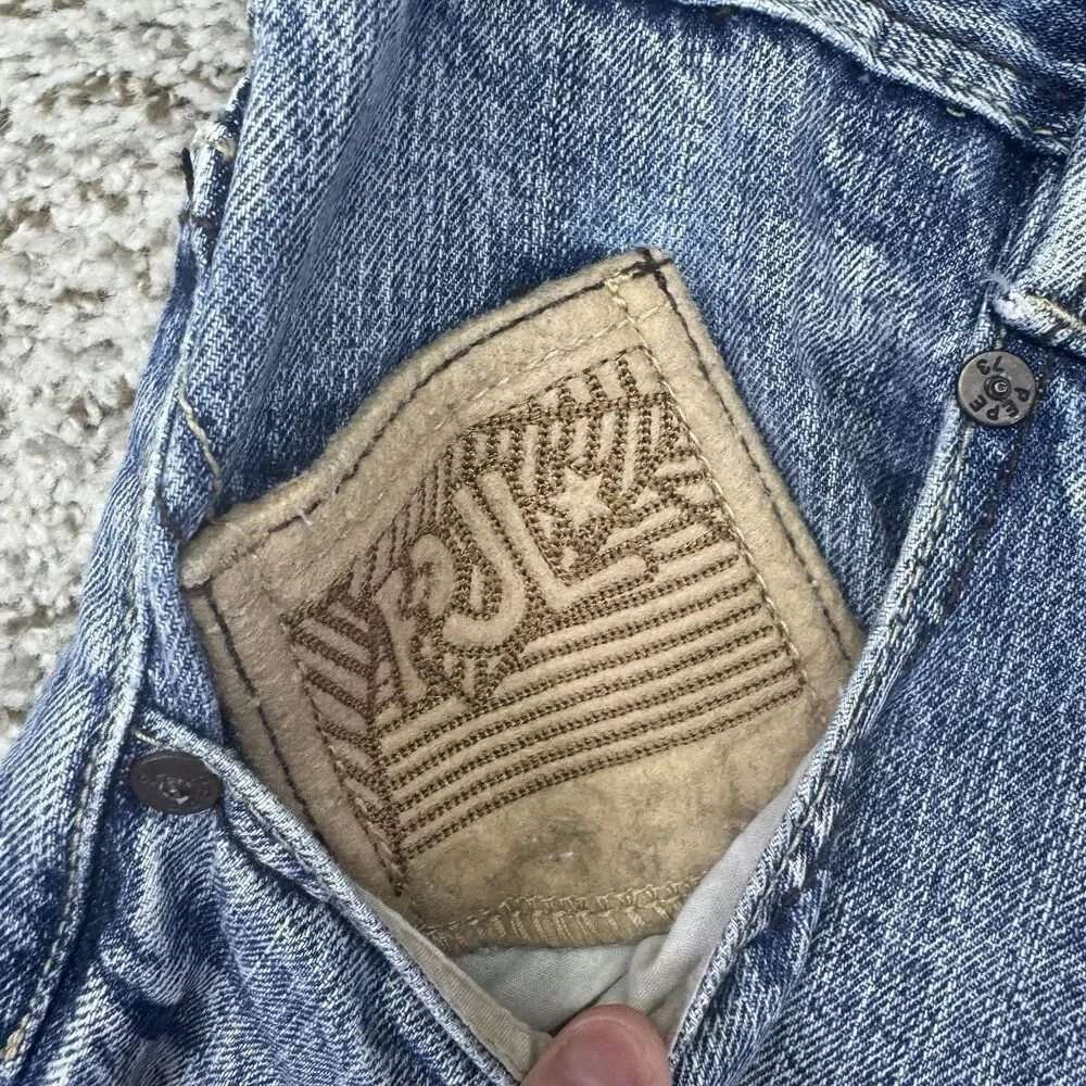 Vintage 90s Pepe Denim Shorts Men's 34 Light Wash Baggy Embroidered Y2K Hip Hop‎